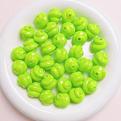 Зелено-Желтый Непрозрачные акриловые бусины, выпечка окрашены, зеленый желтый, 16x16 мм, отверстие : 3 мм