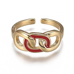 Красный Манжеты с латунной эмалью, открытые кольца, без кадмия и без свинца, форма обочины, золотые, красные, размер США 8 1/2 (18.5 мм)
