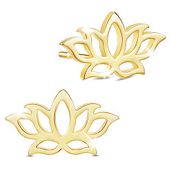 Real 18K Gold Plated SHEGRACE 925 Sterling Silver Stud Earrings, Lotus, Real 18K Gold Plated, 6.19x11.77mm