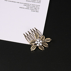 Античное Золото Сплав расчески для волос, аксессуары для волос для женщин и девочек, цветок, античное золото , 40x50 мм