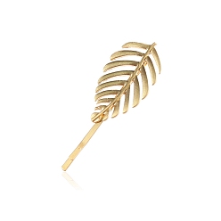 Golden Alloy Hair Bobby Pins, Leaf, Golden, 55x27mm