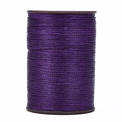 Indigo Flat Waxed Thread String, Micro Macrame Cord, for Leather Sewing Stitching, Indigo, 0.8mm, about 109.36 yards(100m)/roll