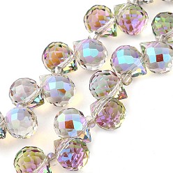 Фиолетовый Стеклянные бусины с гальваническим покрытием , слеза, фиолетовые, 10~11x8 мм, отверстие : 1 мм, около 93 шт / нитка, 62 см