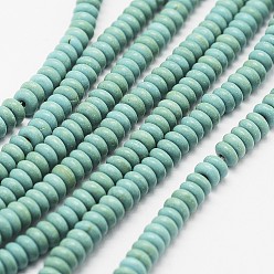 Aqua Synthetic Turquoise Bead Strands, Dyed, Rondelle, Aqua, 4.5x2mm, Hole: 2mm, about 182pcs/strand, 14.9 inch