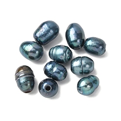 Черный Естественный культурный жемчуг пресноводных, окрашенные, овальные, чёрные, 7~10x7~8 мм, отверстие : 1.8 мм