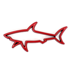 Other Color Zinc Alloy 3D Shark Car Sticker Decals, for Vehicle Decoration, Red, 38x78mm