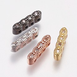 Mixed Color Brass Micro Pave Cubic Zirconia Spacer Bars, Clear, Mixed Color, 10.5x2.5x3mm, Hole: 1mm