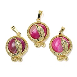 Полосатый Агат Плоские круглые подвески из натурального полосчатого агата (окрашенного и нагретого) из латуни, стойки покрытие, без кадмия и без свинца, золотые, 29.5x21.5x9.5~11 мм, отверстие : 7.5x4.5 мм