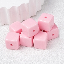 Pearl Pink Opaque Acrylic Beads, Cube, Pearl Pink, 16x16mm, Hole: 3mm