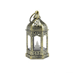Antique Bronze Lantern Shape European Candlestick, Moroccan Festival Decoration Retro Plastic Wind Lamp, Antique Bronze, 12.5x6.5cm