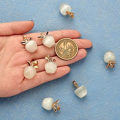 White 10Pcs Apple Gemstone Charm Pendant Crystal Quartz Healing Natural Stone Pendants Opal Buckle for Jewelry Necklace Earring Making Crafts, White, 20.5x14.8mm, Hole: 3mm