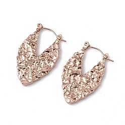 Розовое Золото Ионное покрытие (ip) 304 серьги-кольца из нержавеющей стали для женщин, розовое золото , 30x18x2.5 мм, штифты : 0.5 мм