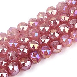 Индийский Красный Антикоррозийные гальванические стеклянные бусины, круглые, имитация нефрита, градиент цвета, граненые, Индийская красная, 5.5~6 мм, отверстие : 1~1.2 мм, около 65~69 шт / нитка, 13.58~14.76'' (34.5~37.5 см)