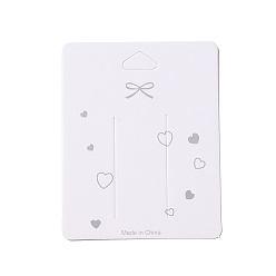 White Paper Hair Clip Display Cards, Rectangle with Heart and Bowknot Pattern, White, 9.5x7.5x0.03cm, Hole: 17x9mm