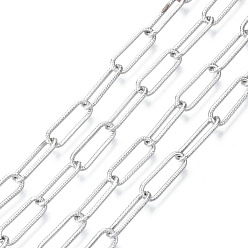 Platinum Unwelded Iron Paperclip Chains, Drawn Elongated Cable Chains, with Spool, Platinum, 15.1x5.1x1.1mm, about 32.8 Feet(10m)/roll