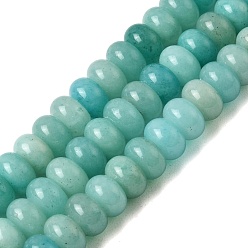 Flower Amazonite Натуральные бусины из амазонита высшего сорта., гладкая рондель, 10x6 мм, отверстие : 1 мм, около 61 шт / нитка, 15.16'' (38.5 см)