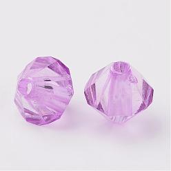 Plum Faceted Bicone Transparent Acrylic Beads, Dyed, Plum, 6mm, Hole: 1mm, about 5800pcs/500g