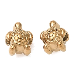 Real 18K Gold Plated 304 Stainless Steel Beads, Textured Tortoise, Ion Plating(IP), Real 18K Gold Plated, 7.5x6x5mm, Hole: 1.4mm