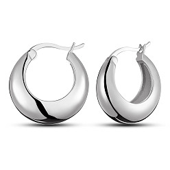 Platinum SHEGRACE Rhodium Plated 925 Sterling Silver Thick Hoop Earrings, Platinum, 6.4x17mm