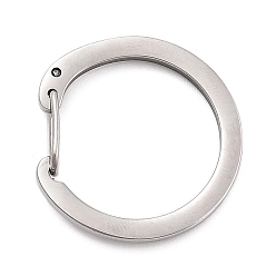 Stainless Steel Color 304 Stainless Steel Push Gate Snap Key Clasps, Manual Polishing, Round Ring, Stainless Steel Color, 25x24x5mm, Inner Diameter: 20x18.5mm