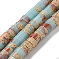 Pale Turquoise Synthetic Imperial Jasper Dyed Beads Strands, Disc, Heishi Beads, Pale Turquoise, 6~6.5x3~3.5mm, Hole: 1.2mm, about 107pcs/strand, 14.88''~14.96''(37.8~38cm)