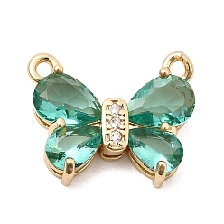 Бирюза Латунные микро проложить кубического циркония подвески, бабочки прелести, со стеклом, долговечный, золотые, бирюзовые, 13x16.5x4.5 мм, отверстие : 1.2 мм