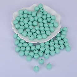 Aigue-marine Perles focales rondes en silicone, perles à mâcher pour les jouets de dentition, Diy soins infirmiers colliers faisant, aigue-marine, 15mm, Trou: 2mm