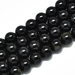 Golden Sheen Obsidian Natural Golden Sheen Obsidian Strands Beads, Round, 8mm, Hole: 1.2mm, about 47~48pcs/strand, 14.96 inch~15.75 inch(38~40cm)