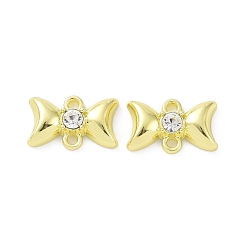 Light Gold Rack Plating Alloy Rhinestone Pendants, Bowknot Charms, Light Gold, 8.5x14x3mm, Hole: 1.4mm