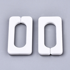 White Opaque Acrylic Linking Rings, Quick Link Connectors, for Cross Chains Making, Rectangle, White, 43.5x23x4.5mm, Inner Diameter: 30x12mm, about 147pcs/500g