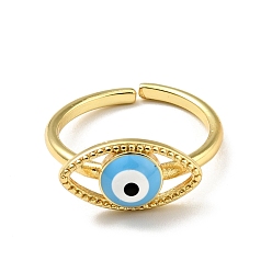 Темно-Голубой Эмалированное кольцо-манжета с конским глазом, позолоченные латунные украшения для женщин, без кадмия и без свинца, глубокое синее небо, размер США 7 1/2 (17.7 мм)
