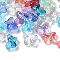Mixed Color Transparent Glass Beads, Butterfly, Mixed Color, 10x14x5.5mm, Hole: 1mm