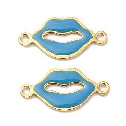 Темно-Голубой 304 эмалированные подвески из нержавеющей стали, губы ссылки, ионное покрытие (ip), золотые, глубокое синее небо, 9.5x19x1 мм, отверстие : 1.5 мм