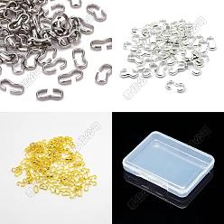 Mixed Color 150Pcs 3 Styles 304 Stainless Steel & Brass & Iron Quick Link Connectors, Chain Findings, Number 3 Shaped Clasps, Mixed Color, 7.5~8x4x1~2mm, 50pcs/style