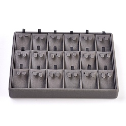 Gray PU Leather Earring Displays, with Wood, Jewelry Display, Gray, 24.3x18x3.4cm
