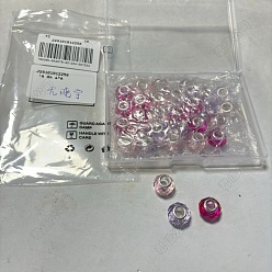 Gemischte Farbe 30Stück 3Farben handgefertigte europäische Glasperlen, Großloch perlen, Farbe Silber Messingkern, Gemischte Farbe, 14x8 mm, Bohrung: 5 mm, 10 Stk. je Farbe