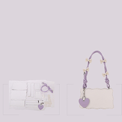 Pourpre Moyen Kits de fabrication de sac à main bricolage, y compris le tissu pu, pendentif coeur, poignées de sac, zipper, aiguille et fil, support violet, 14x23x8 cm