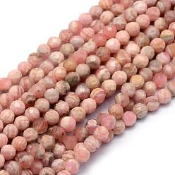 Rhodochrosite Natural Rhodochrosite Beads Strands, Faceted, Round, 2.5~3mm, Hole: 0.5mm, about 150pcs/strand, 15.35 inch(39cm)