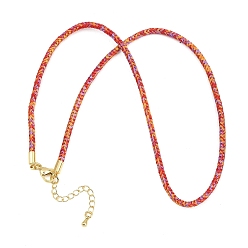 Красный Изготовление ожерелий из плетеного поликоттонового шнура, с латунными выводами и 303 застежками из лобстера из нержавеющей стали, реальный 18 k позолоченный, красные, 18.11~18.19 дюйм (46~46.2 см)