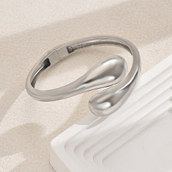 Нержавеющая Сталь Цвет Элегантные латунные браслеты на петлях, браслеты-манжеты для женщин, слеза, цвет нержавеющей стали, внутренний диаметр: 2-3/8 дюйм (6 см) ~ 2-3/4 дюйм (7 см)