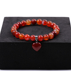 Red Agate Natural Red Agate Stretch Bracelets, No Size