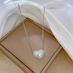 K414 Silver [All-titanium steel] Mermaid Princess Pearl Minimalist Gold Necklace - Lock Collar Chain Accessories.