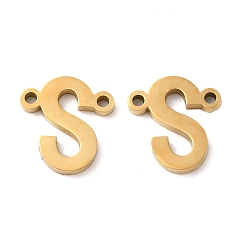 Letter S Ion Plating(IP) 304 Stainless Steel Connector Charms, Letter, Letter S, 10.5x10x1.5mm, Hole: 1.2mm