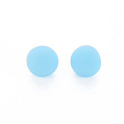 Light Sky Blue Opaque Acrylic Beads, Frosted, No Hole, Round, Light Sky Blue, 8mm, about 1600pcs/500g