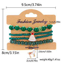 Рождественская елка Рождественские акриловые бусины браслеты наборы, эмалевые браслеты с подвесками для женщин, рождественская елка