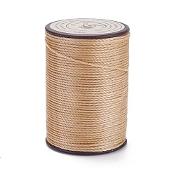 Tan Round Waxed Polyester Thread String, Micro Macrame Cord, Twisted Cord, for Leather Sewing Stitching, Tan, 0.8mm, about 54.68 Yards(50m)/Roll