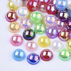 Mixed Color ABS Imitation Pearl Cabochons, AB Color Plated, Dome/Half Round, Mixed Color, 8x4mm, about 3000pcs/bag