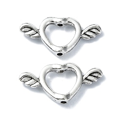 Antique Silver Tibetan Style Alloy Bead Frame, Heart with Wings, Antique Silver, 14x28x4mm, Hole: 1.6mm, Inner Diameter: 9x10mm, about 301pcs/500g