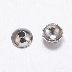 Stainless Steel Color 304 Stainless Steel Bead Caps, Apetalous, Stainless Steel Color, 5mm, Hole: 0.8mm