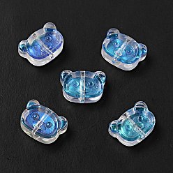 Clear AB Spray Painted Transparent Glass Beads, Bear, Clear AB, 10x14.5x5mm, Hole: 1.2mm